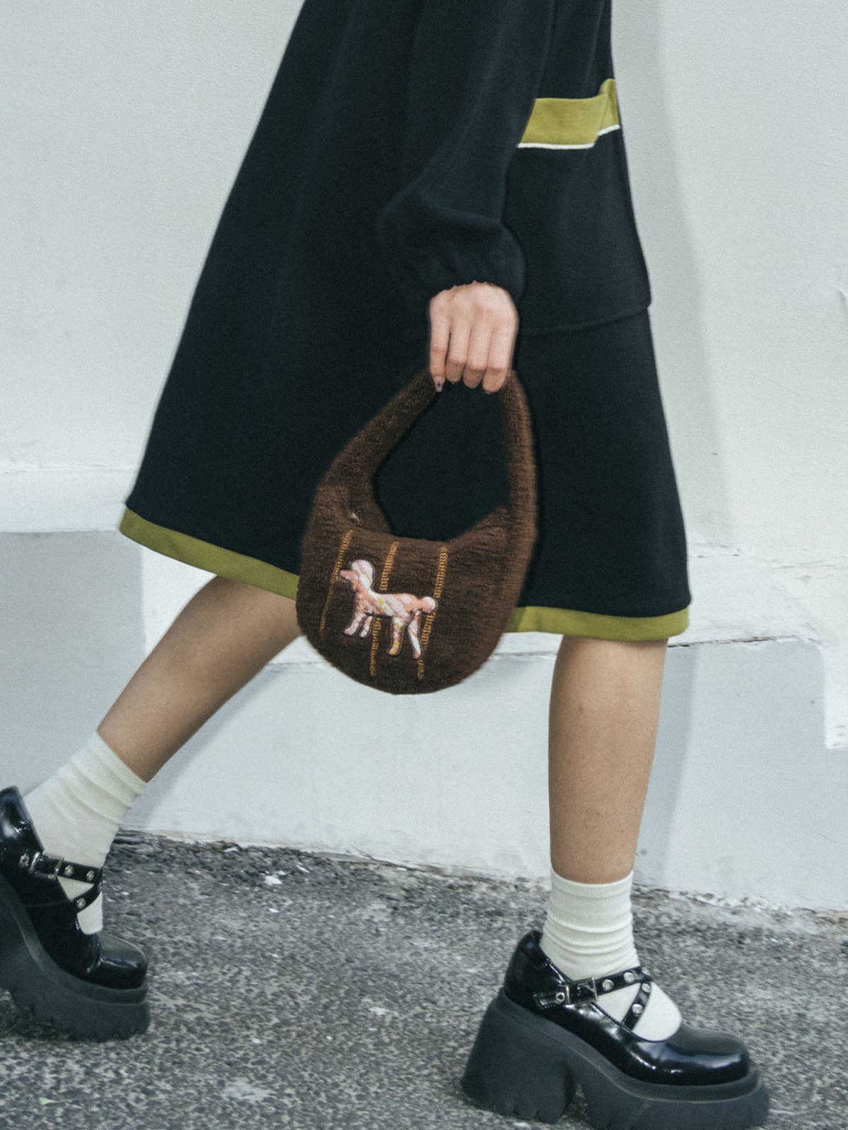 Half Moon Shearling Bag by Lost Pattern - Chocolate Purse Lost Pattern NYC
