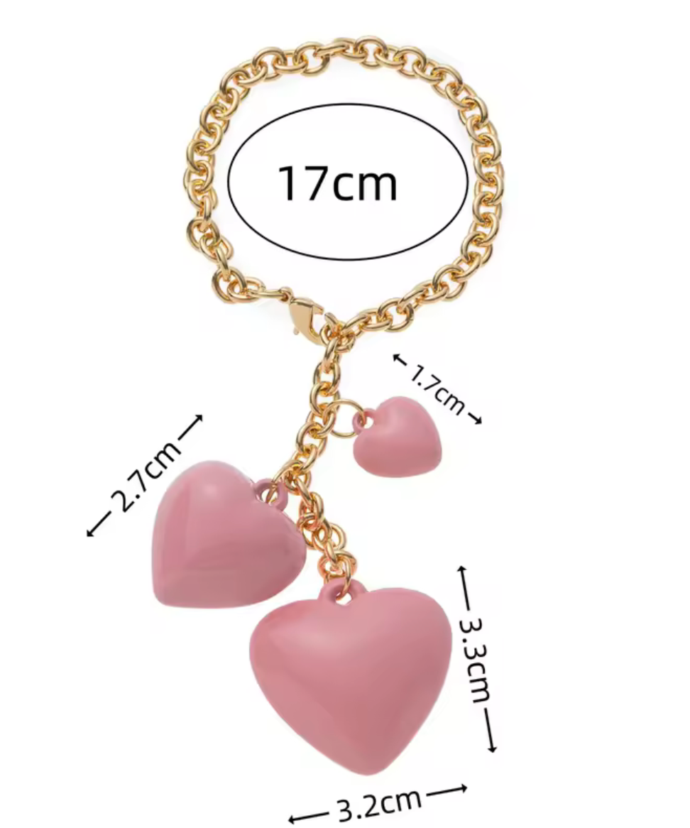 Have a Heart- Triple Heart Bracelet- Enamel Bracelet HoopLa Style