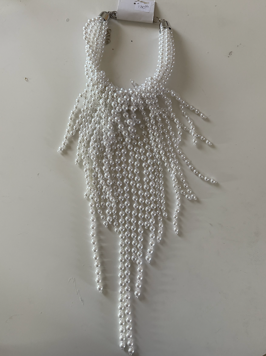 Pearl Fringe Bib Necklace
