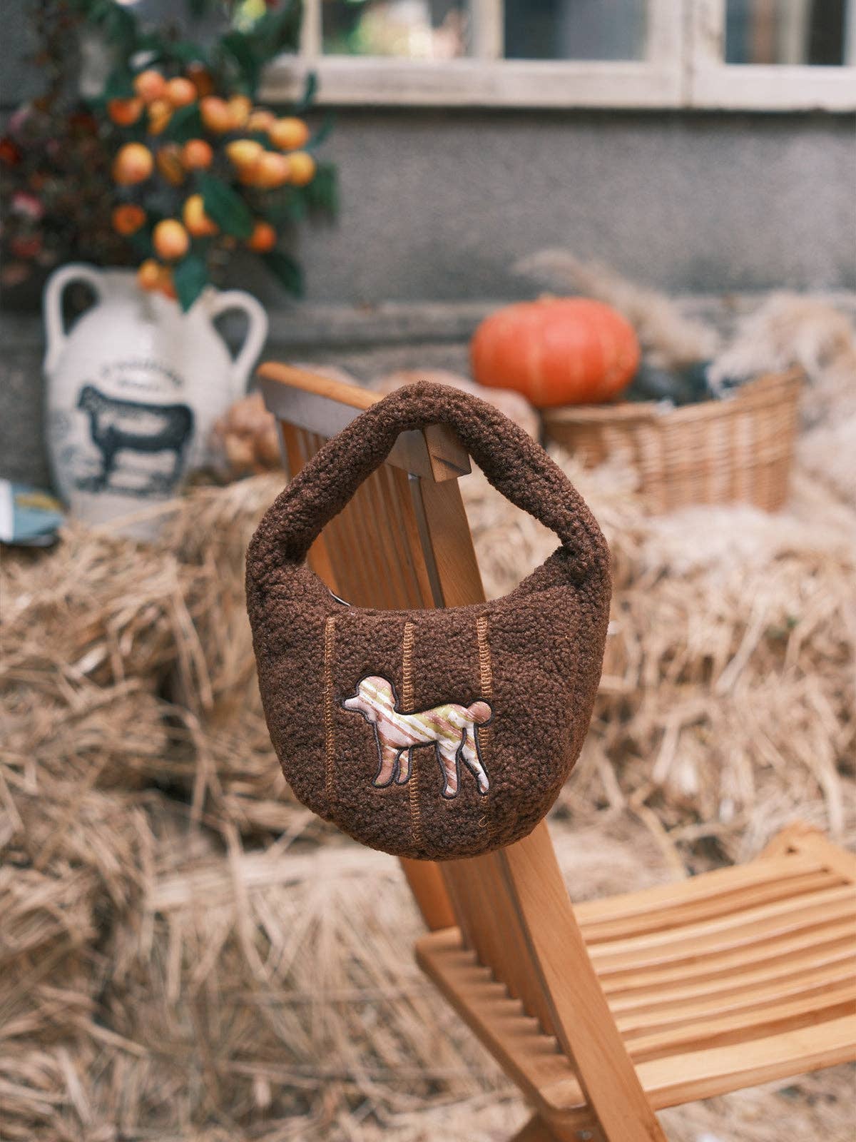 Half Moon Shearling Bag by Lost Pattern - Chocolate Purse Lost Pattern NYC