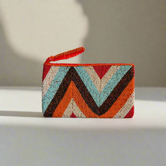 Beaded Zig Zag Clutch Purse Purse Suzie Blue Canada