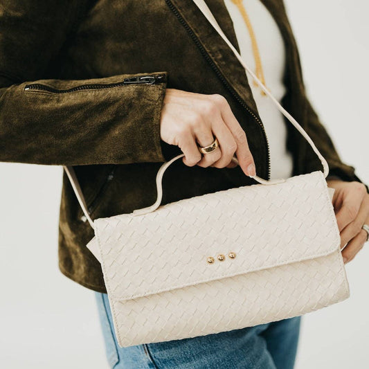 Urban Woven Clutch Crossbody Purse Pretty Simple Cream