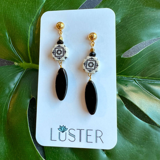 Brass + Czech Glass Statement Earrings