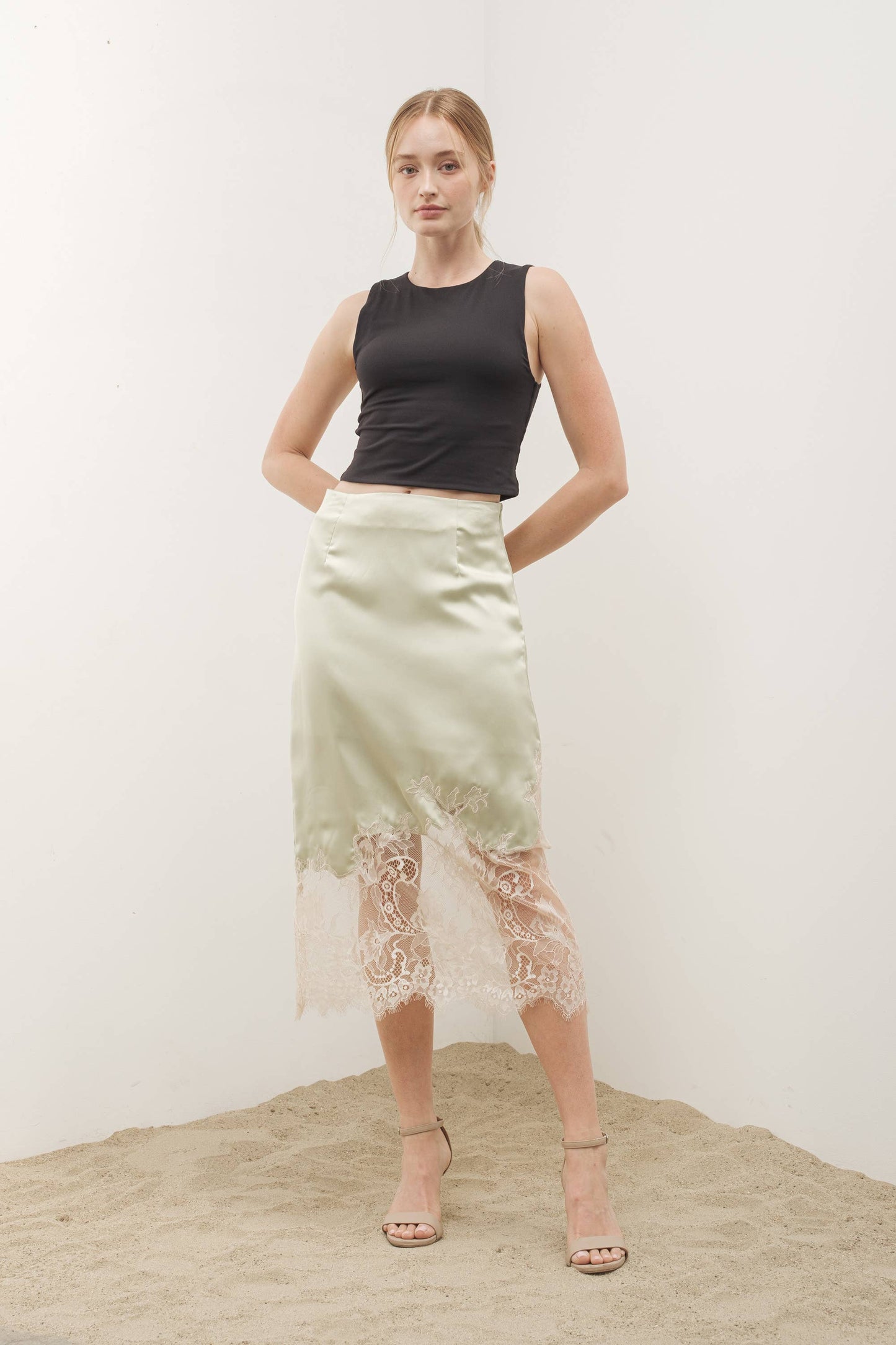 Satin with Lace Skirt by Aaron & Amber