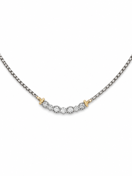 Luxe Diamond Arc Necklace Accessories King of Glitz