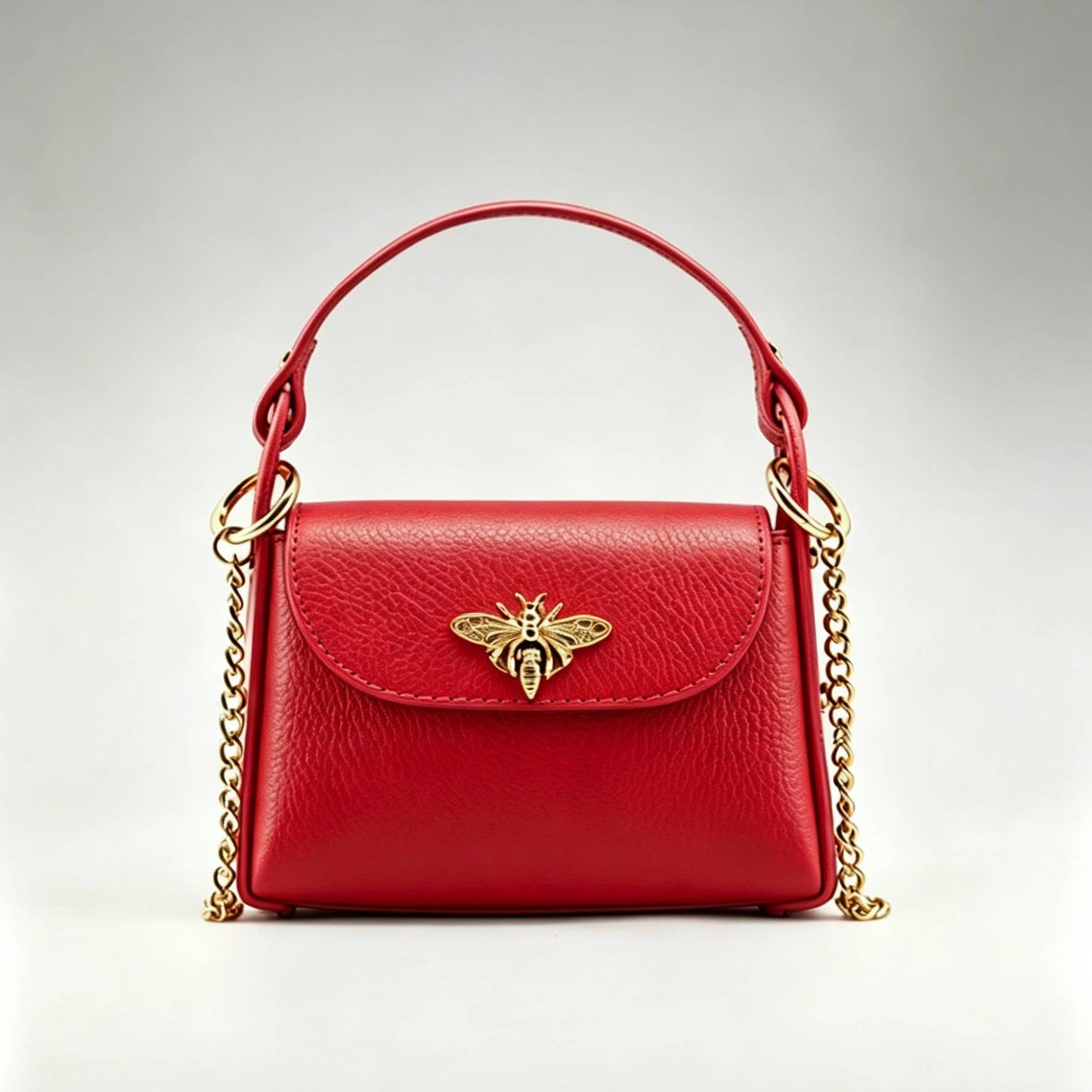 Bee Happy Mini Leather Crossbody Bag Purse Nanabags Rosso