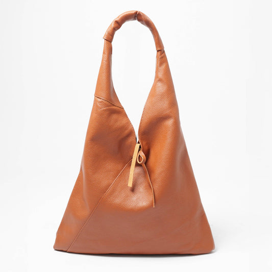Pebbled Leather Hobo Bag by Sarta Pelle Purse Sarta Pelle Camel