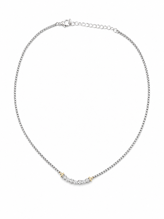 Luxe Diamond Arc Necklace Accessories King of Glitz