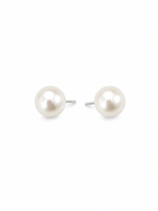 Classic Pearl Stud Earrings Accessories King of Glitz