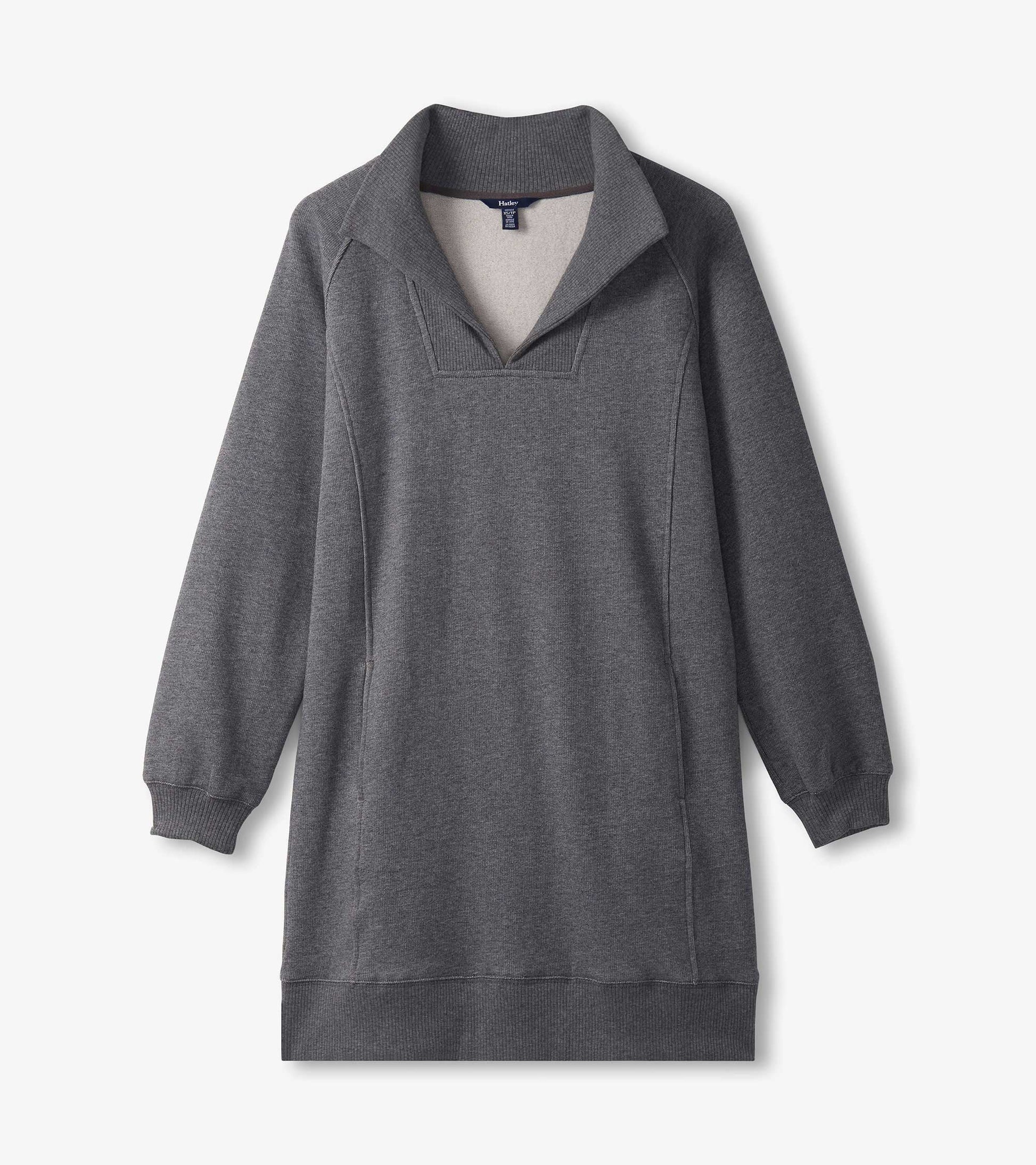 Open Collar Sweatshirt Dress by Hatley Dress Hatley Gray