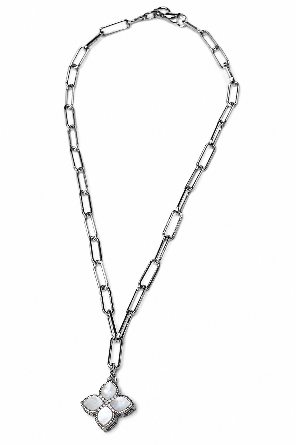 Paperclip Necklace with Abalone Shell Accessories King of Glitz