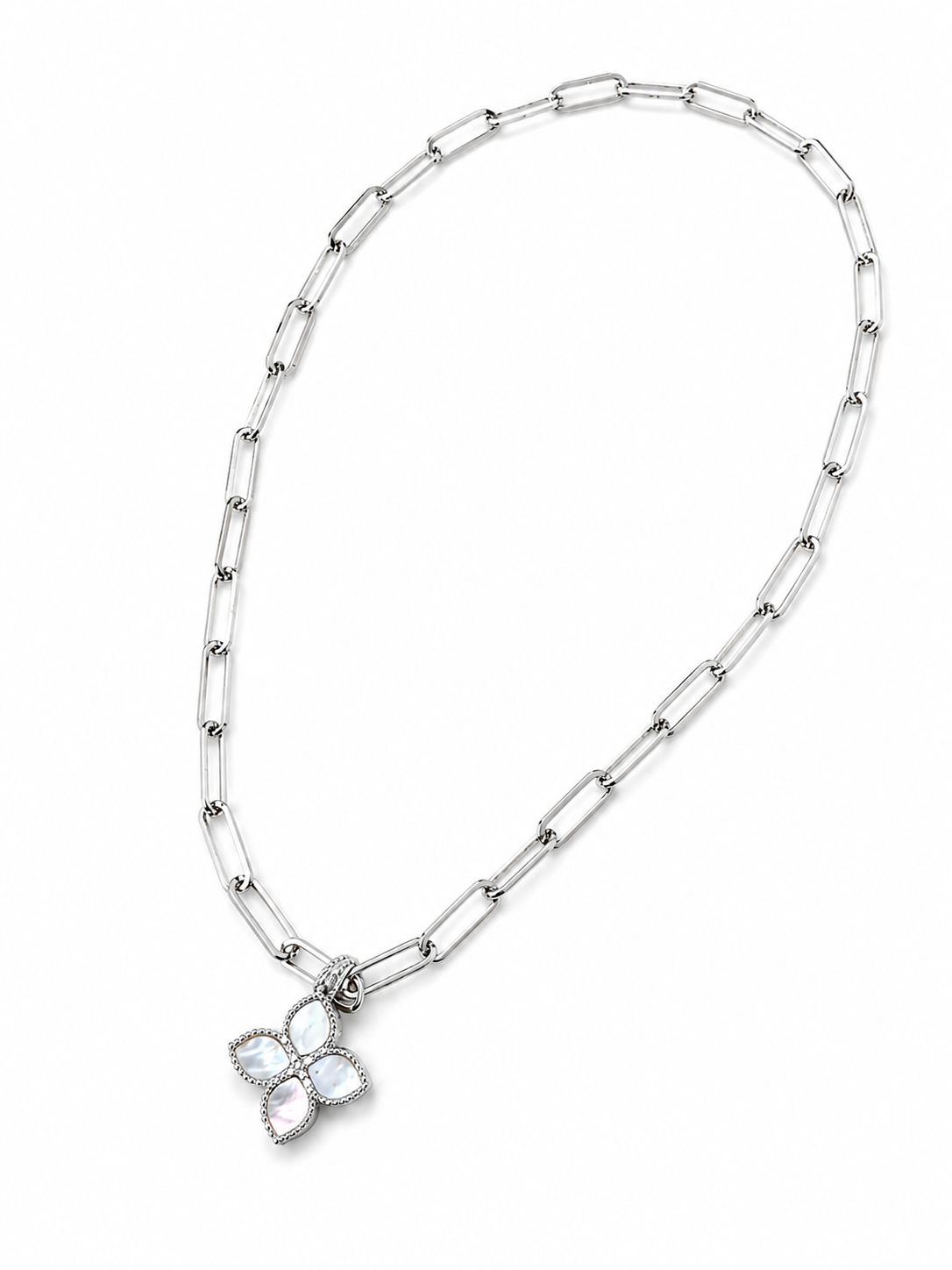 Paperclip Necklace with Abalone Shell Accessories King of Glitz