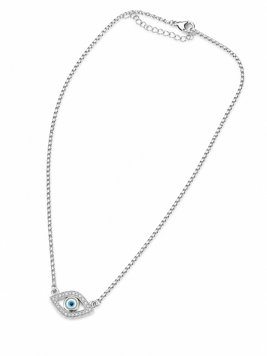 Crystal Evil Eye Necklace Accessories King of Glitz