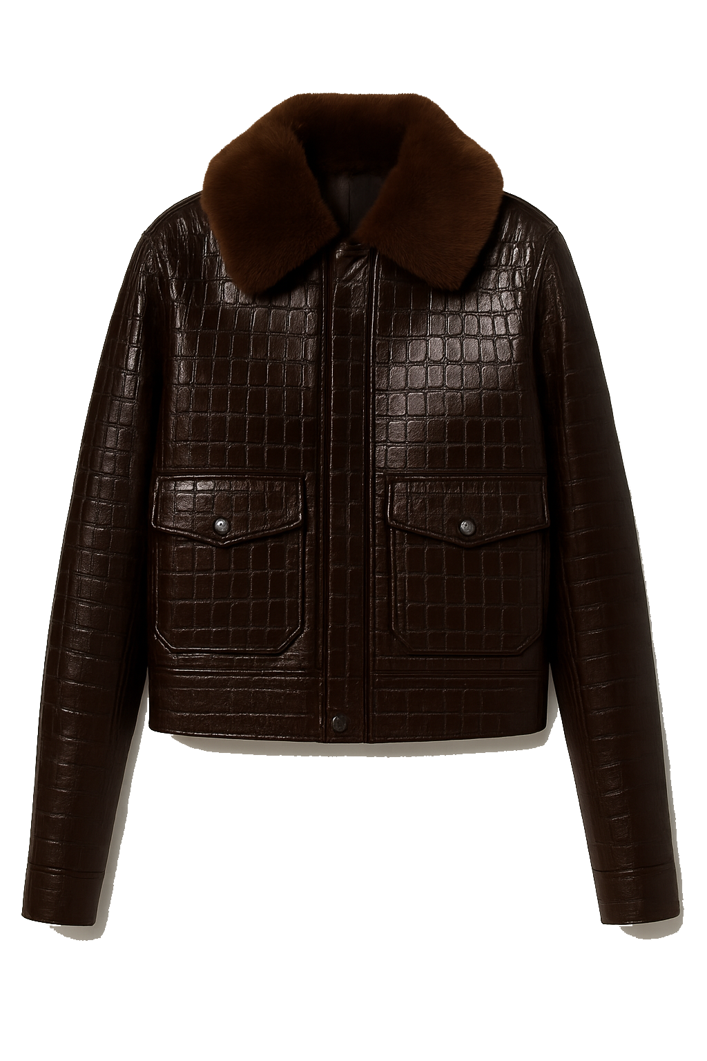 Embossed Croc Bomber by Hilary MacMillan Outerwear Hilary MacMillan Brown