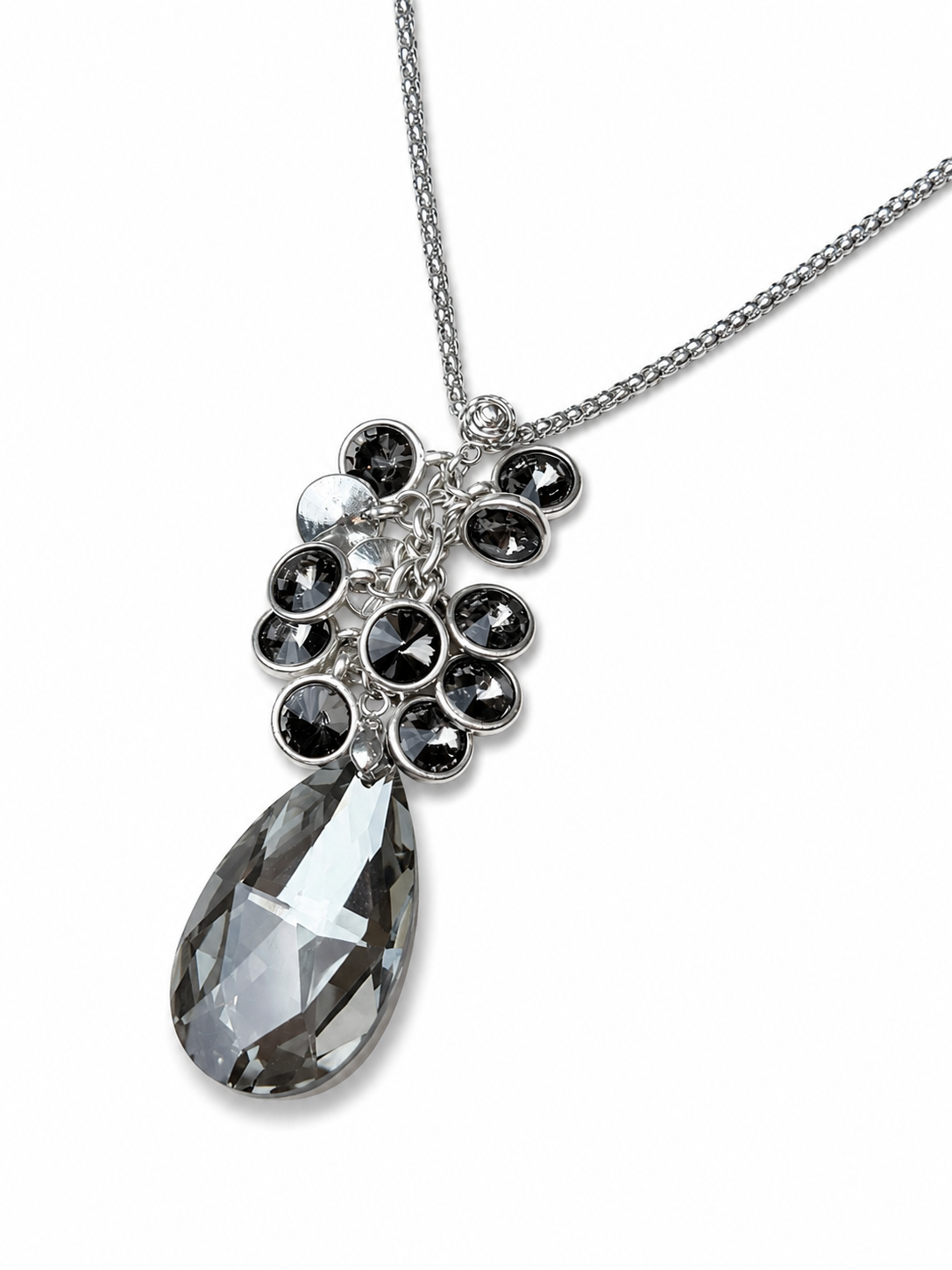 Crystal Drop Necklace Necklace King of Glitz Black