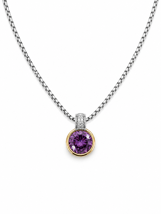 Purple Luxe Pendant Necklace Accessories King of Glitz