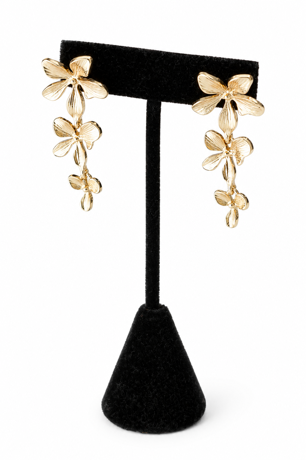 Gold Floral Drop Earrings Earrings King of Glitz