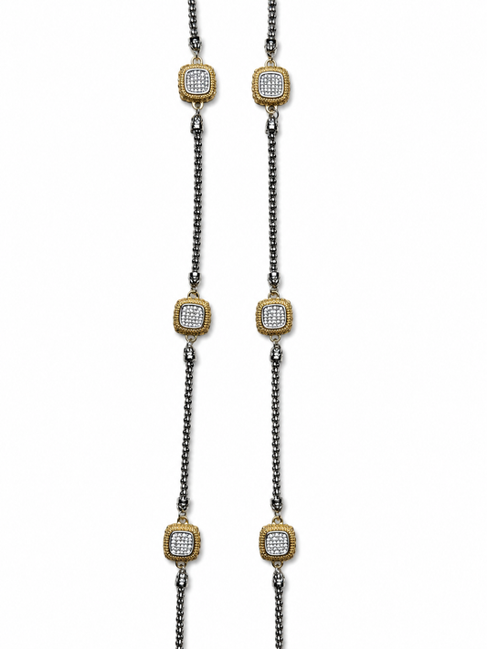 Golden Tile Layer Necklace Accessories King of Glitz