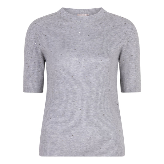 Studded Short Sleeve Fine Knit