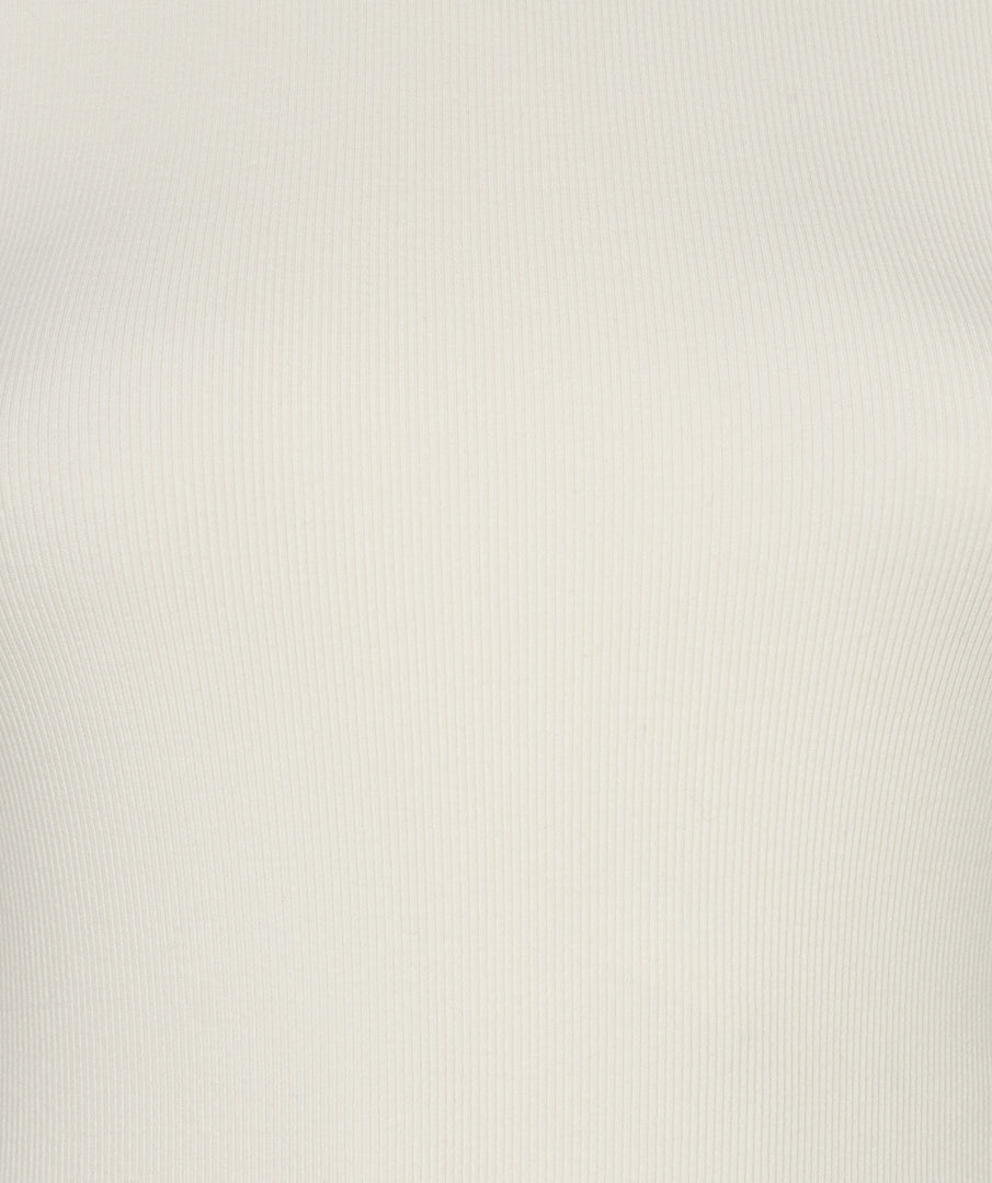 Ribbed Short-Sleeve Crewneck Top by EsQualo in Black | Maison Khloe