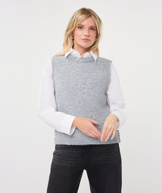 Diamond Knit Gilet by EsQualo in Light Grey | Maison Khloe