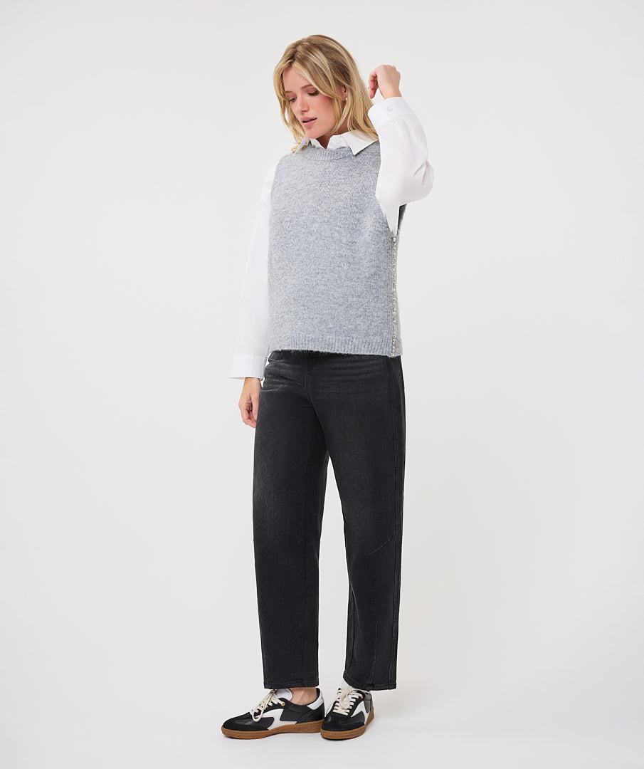 Diamond Knit Gilet by EsQualo in Light Grey | Maison Khloe
