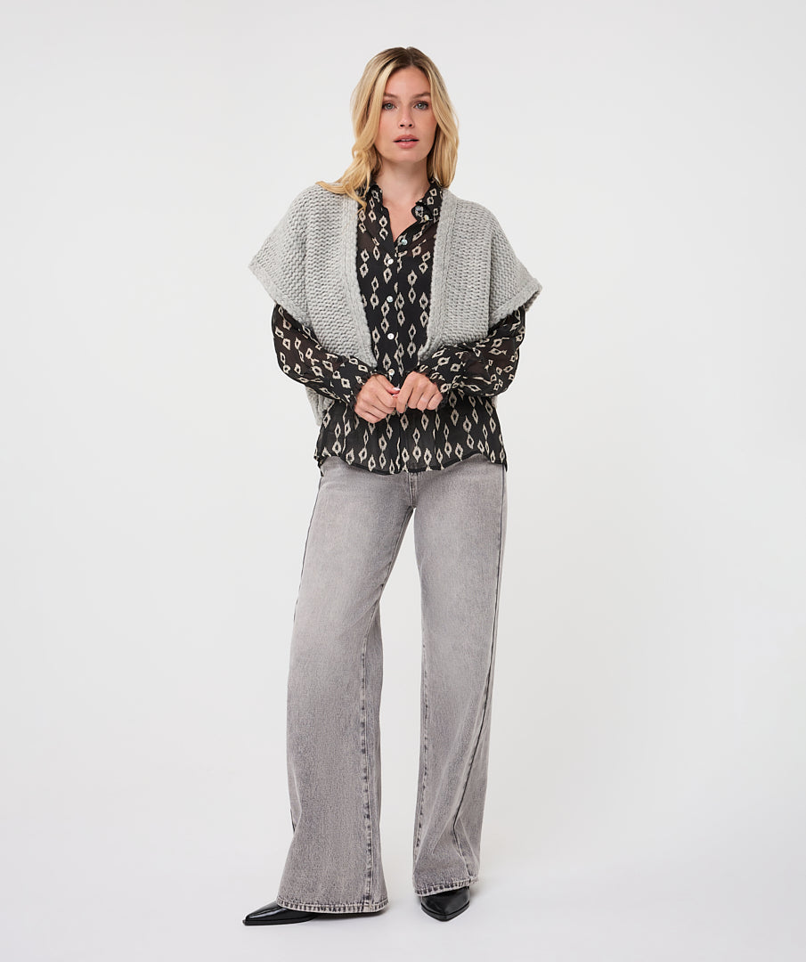 Knit Gilet Cardigan by EsQualo in Light Grey | Maison Khloe