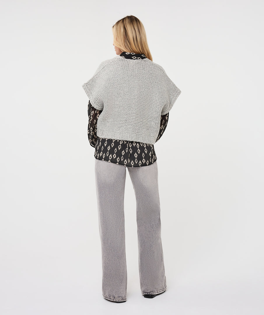 Knit Gilet Cardigan by EsQualo in Light Grey | Maison Khloe