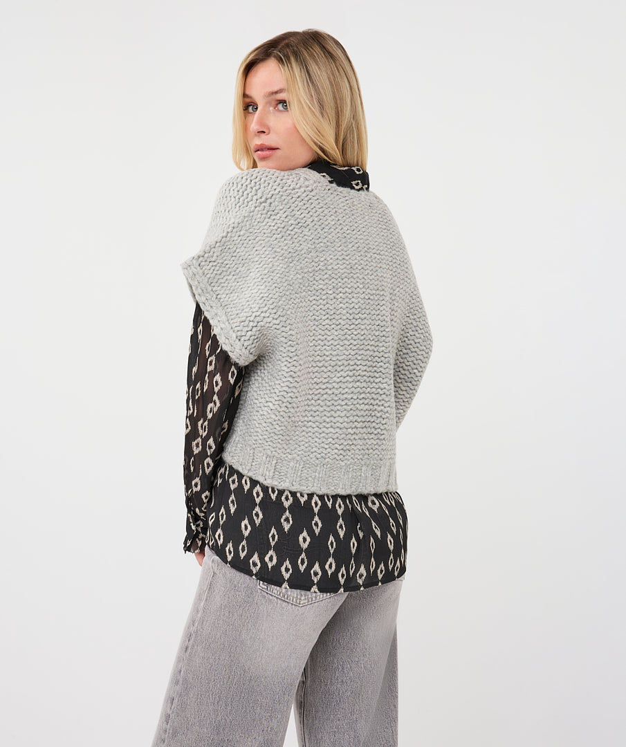 Knit Gilet Cardigan by EsQualo in Light Grey | Maison Khloe
