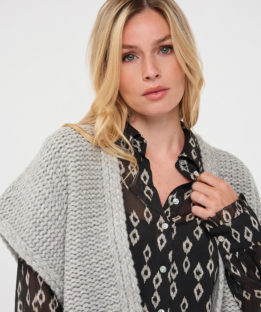 Knit Gilet Cardigan by EsQualo in Light Grey | Maison Khloe