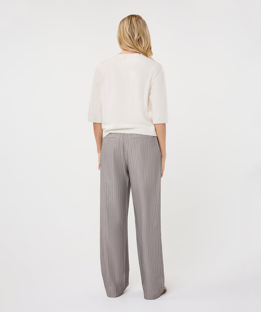 Shoulder-Detail Short-Sleeve Sweater by EsQualo in Off White | Maison Khloe