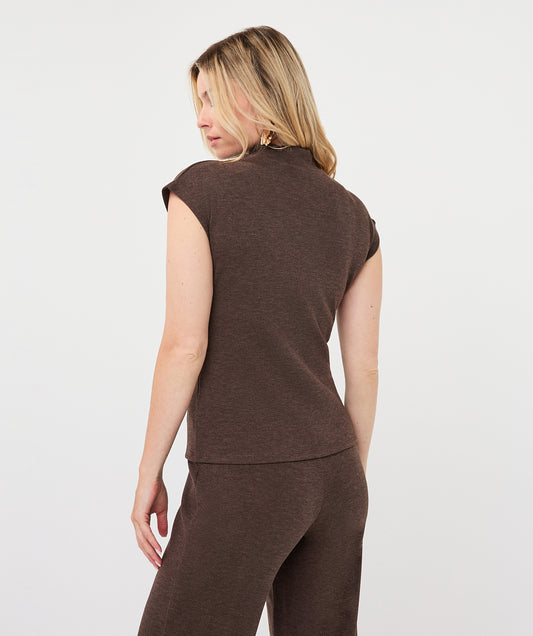 Sleeveless Mockneck Sweater by EsQualo in Cacao | Maison Khloe
