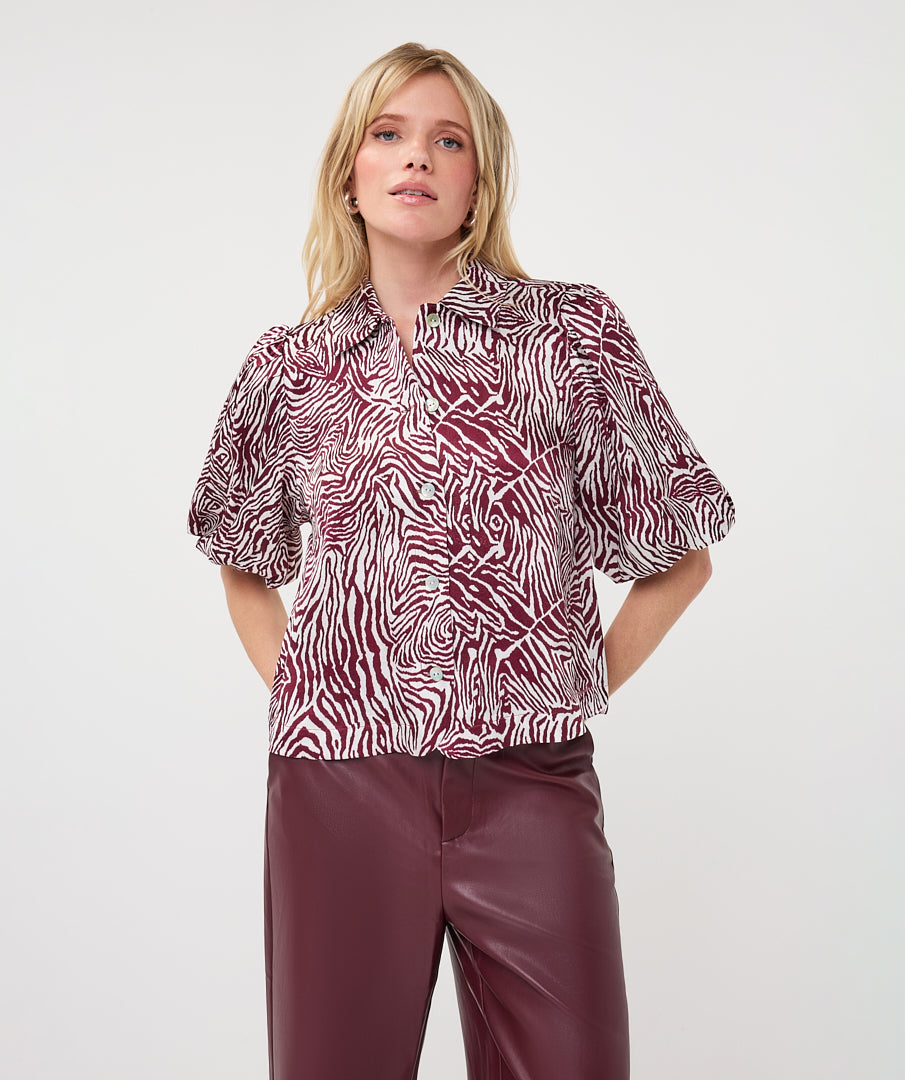 Zebra Short-Sleeve Blouse by EsQualo in Print | Maison Khloe