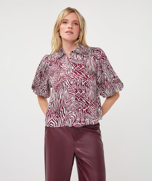 Zebra Short-Sleeve Blouse by EsQualo in Print | Maison Khloe