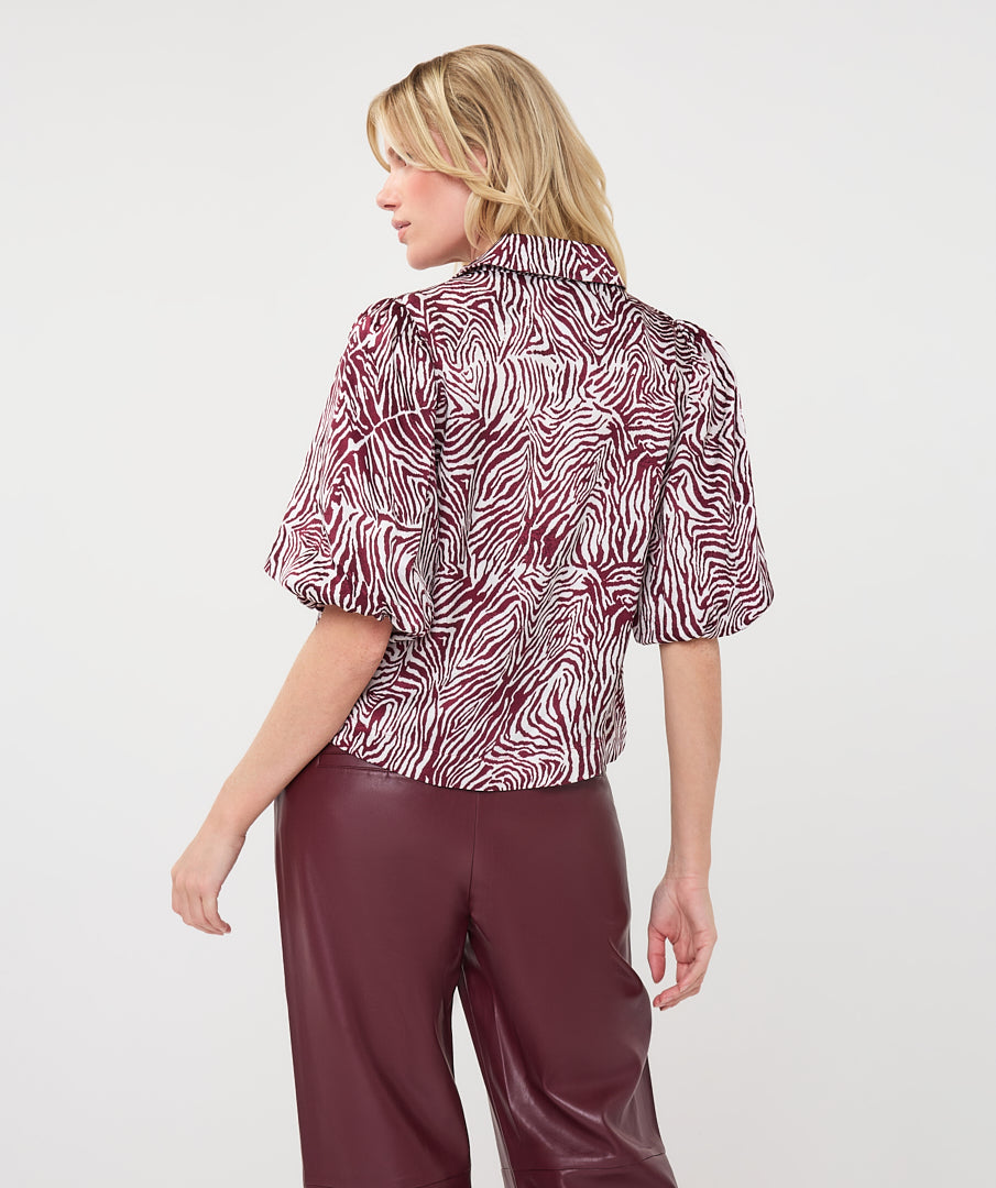 Zebra Short-Sleeve Blouse by EsQualo in Print | Maison Khloe