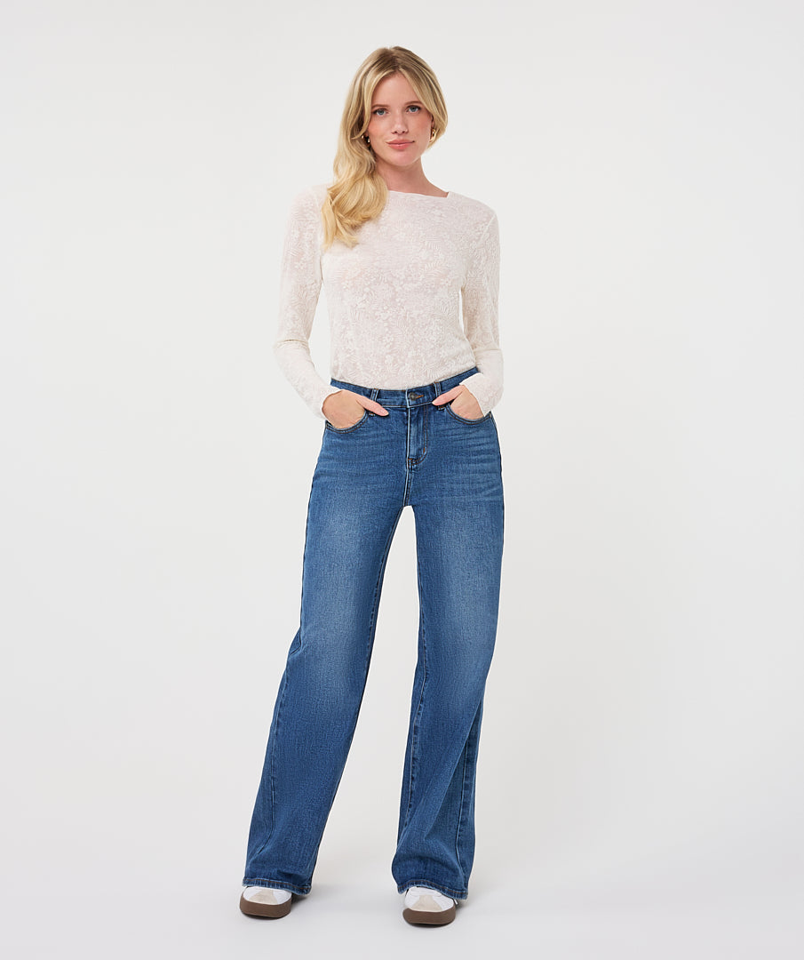 Long-Sleeve Fancy Top by EsQualo in Off White | Maison Khloe