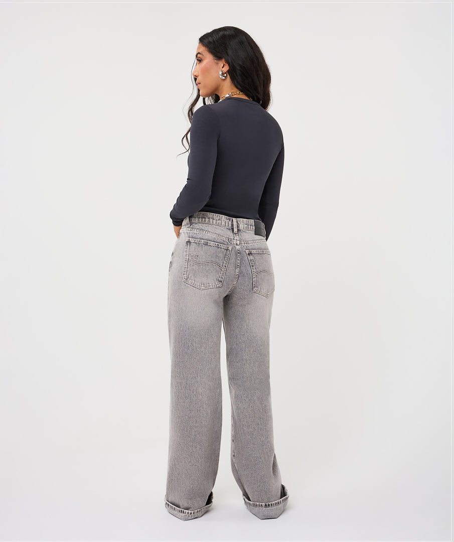 Long-Sleeve Crewneck Top by EsQualo in Dark Gray | Maison Khloe