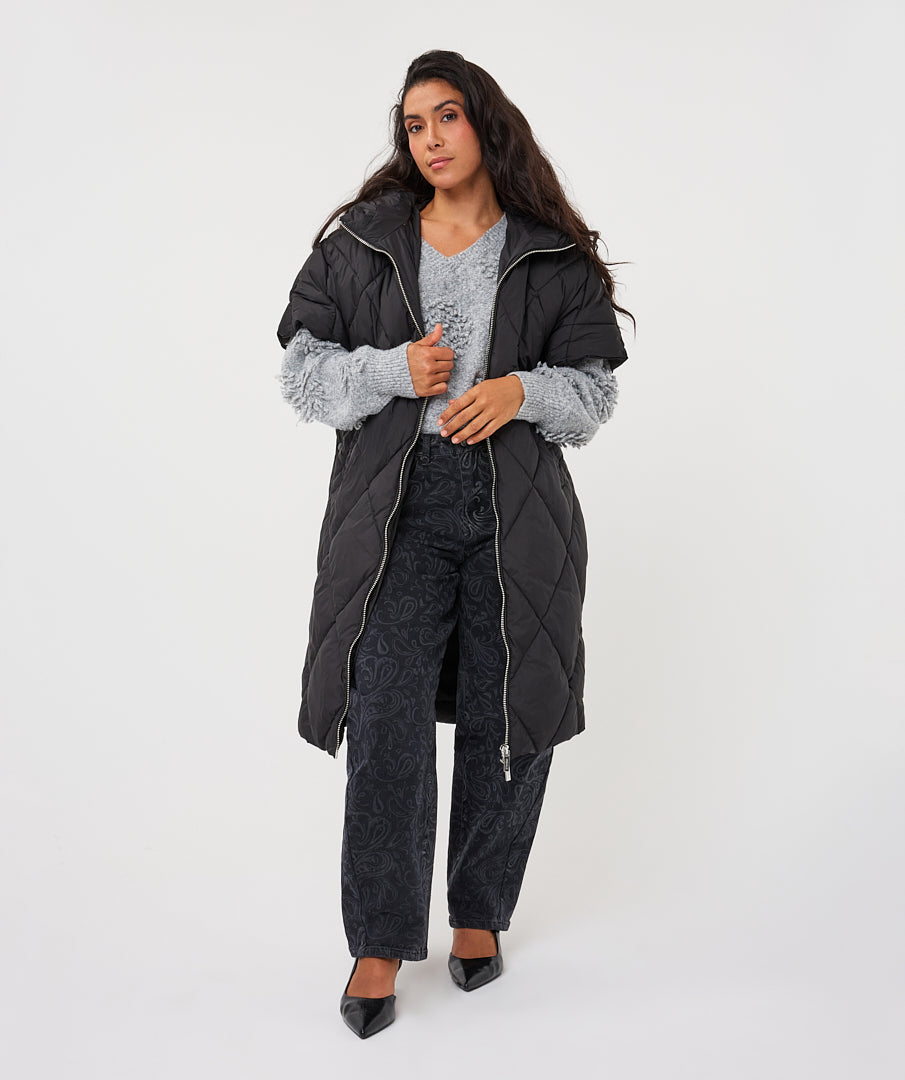 Long Hooded Poncho by EsQualo in Print | Maison Khloe