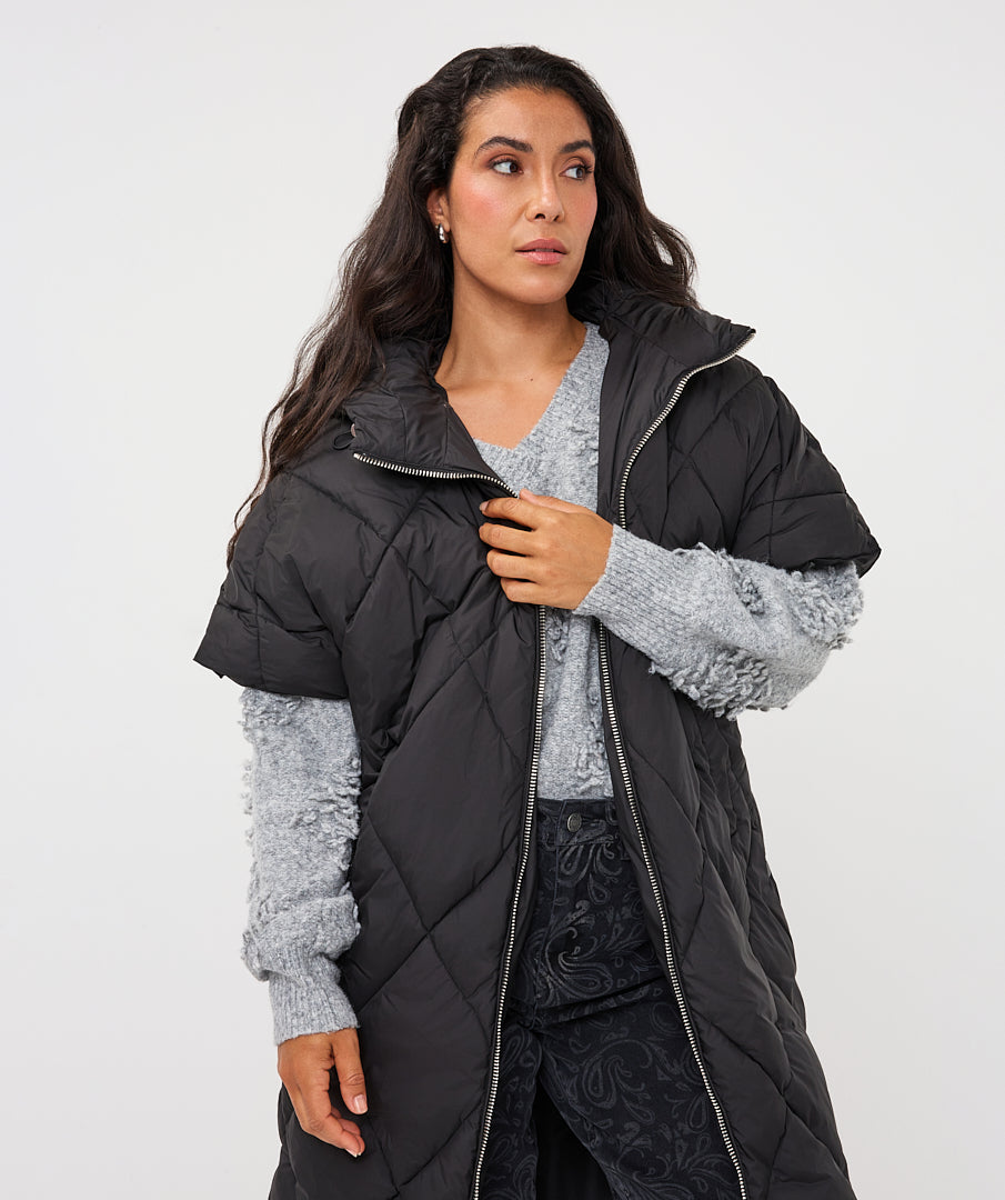 Long Hooded Poncho by EsQualo in Print | Maison Khloe
