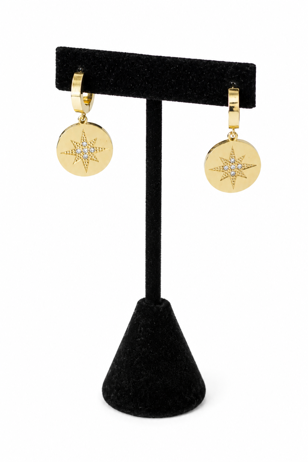Gold Starburst Drop Earrings Earrings King of Glitz