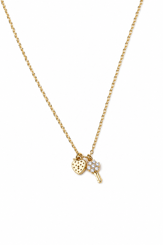 Heart & Key Charm Necklace Necklace Pretty Simple