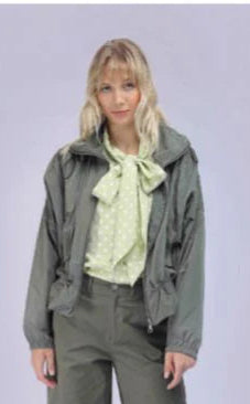 Nylon Bomber Jacket by Elissia Jackets & Blazers Elissia Olive