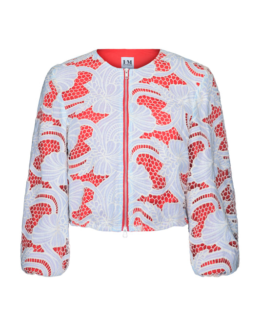 Lace Bomber Jacket by Hilary MacMillan Jackets & Blazers Hilary MacMillan Red