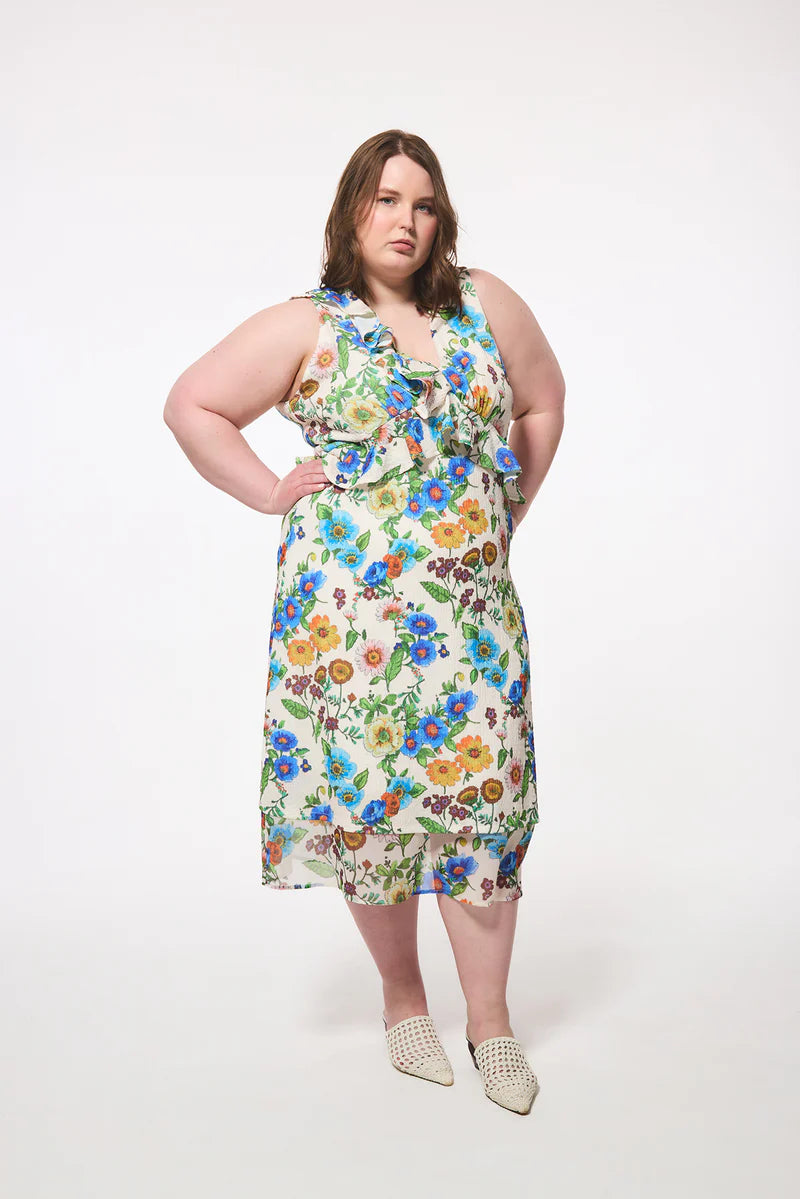 Antique Floral Ruffle Dress Apparel Hilary MacMillan