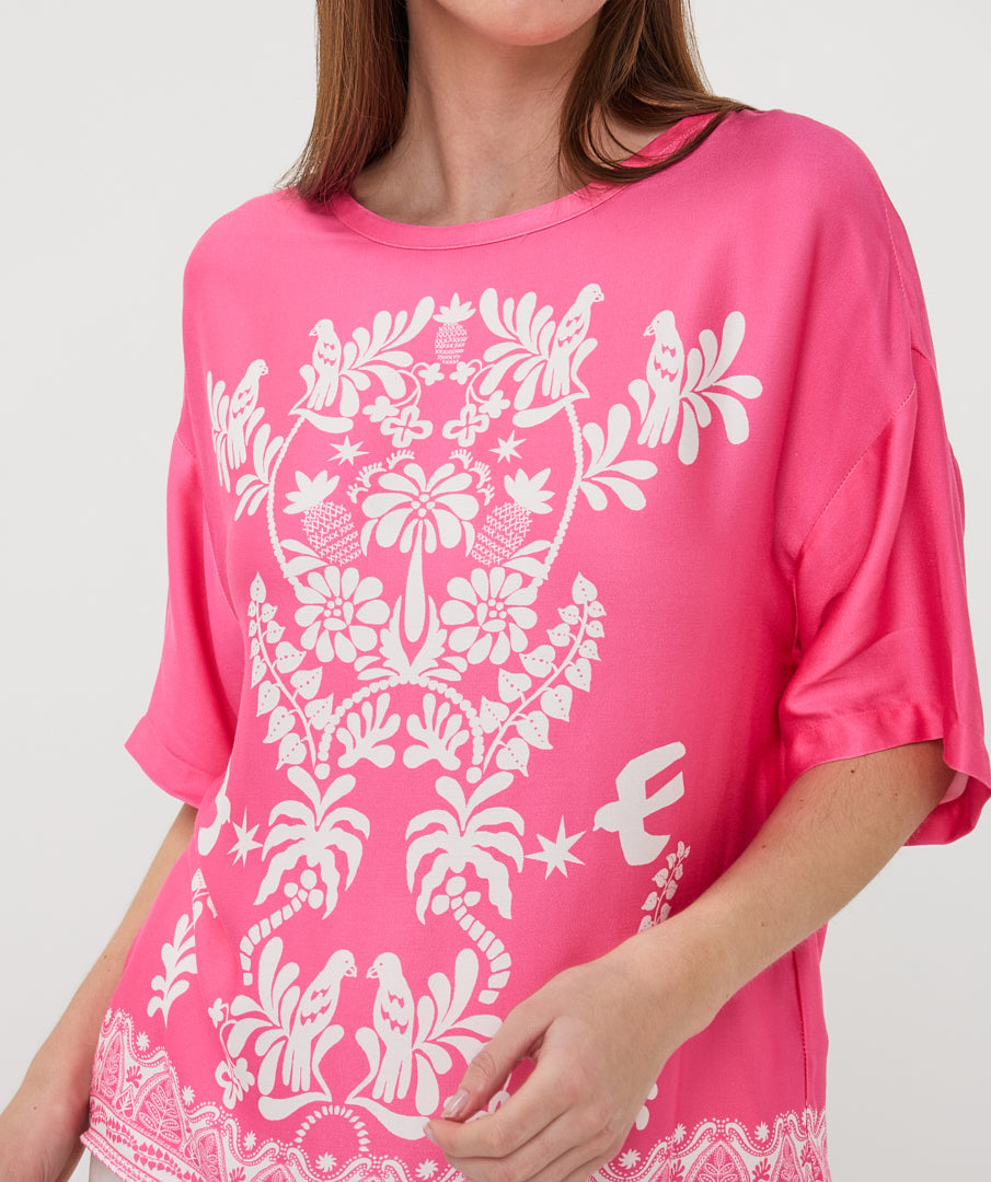 Pink Print Top by EsQualo Tops EsQualo