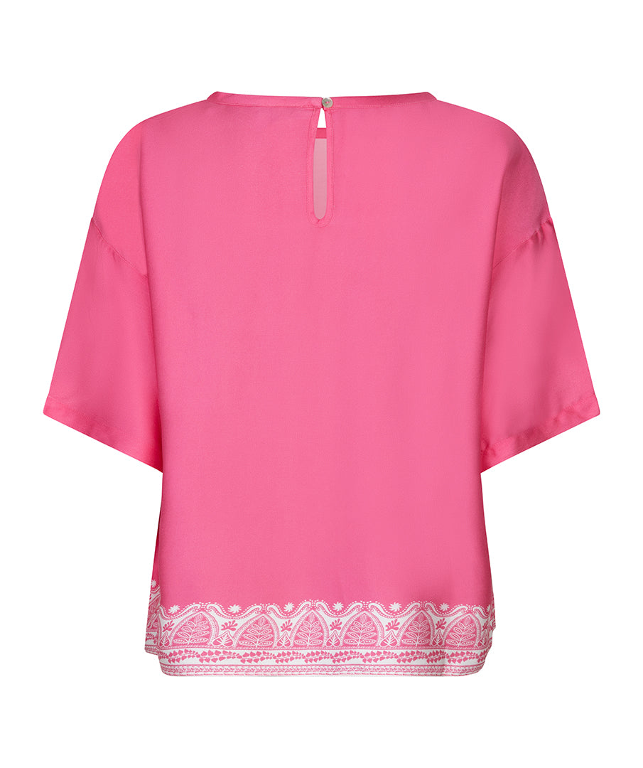 Pink Print Top by EsQualo Tops EsQualo