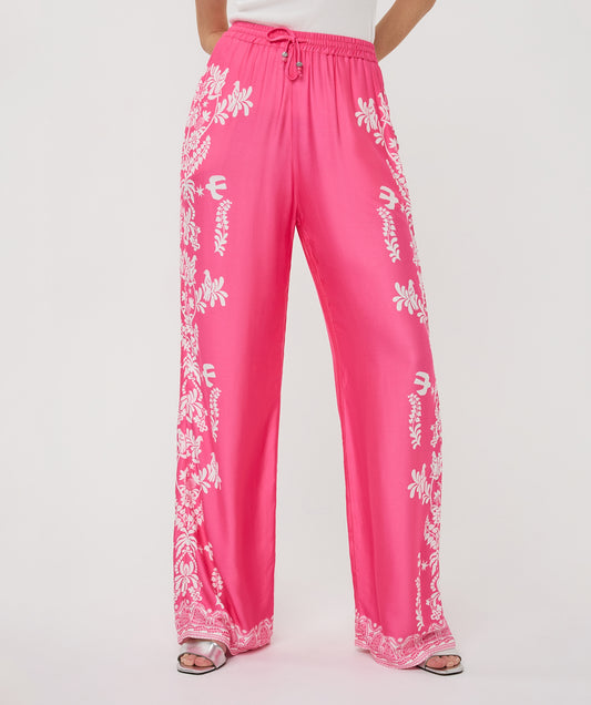 Pink Print Pants by EsQualo Trousers & Pants EsQualo