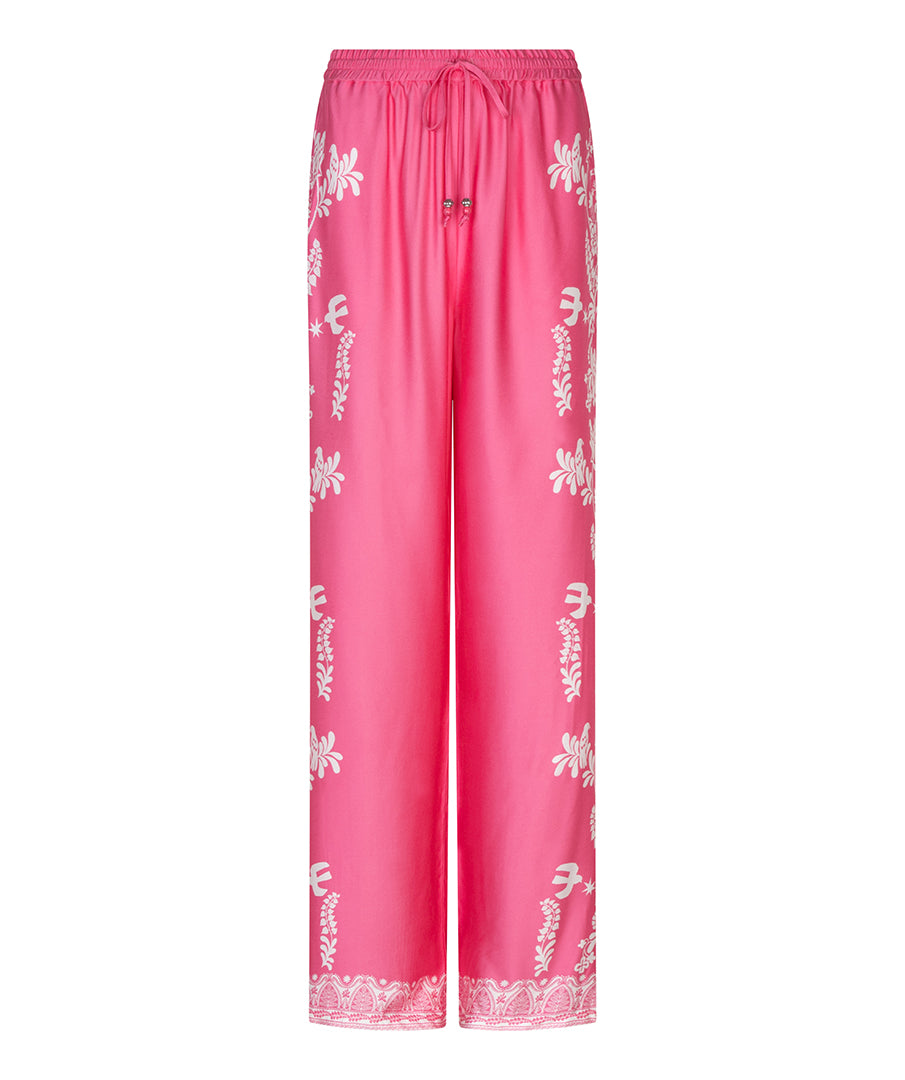 Pink Print Pants by EsQualo Trousers & Pants EsQualo Fuschia