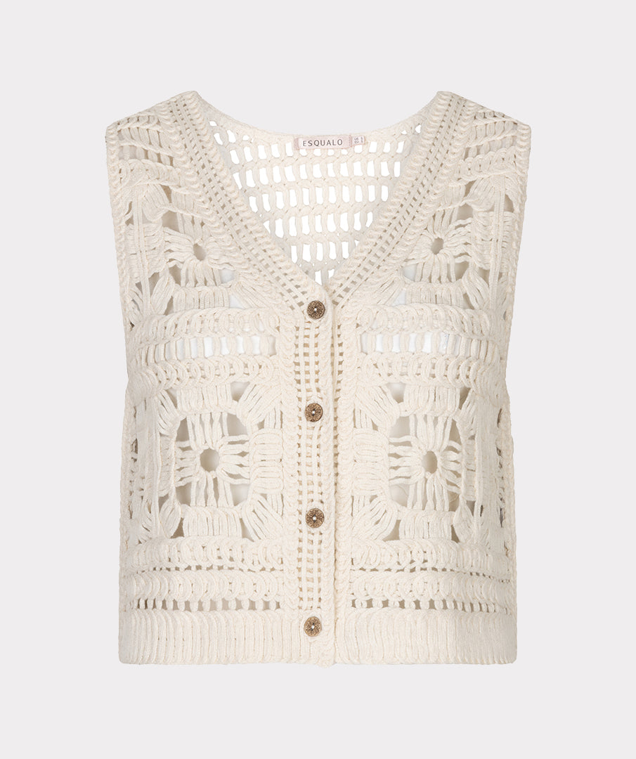 Crochet Style Vest by EsQualo Knits & Sweaters EsQualo Natural