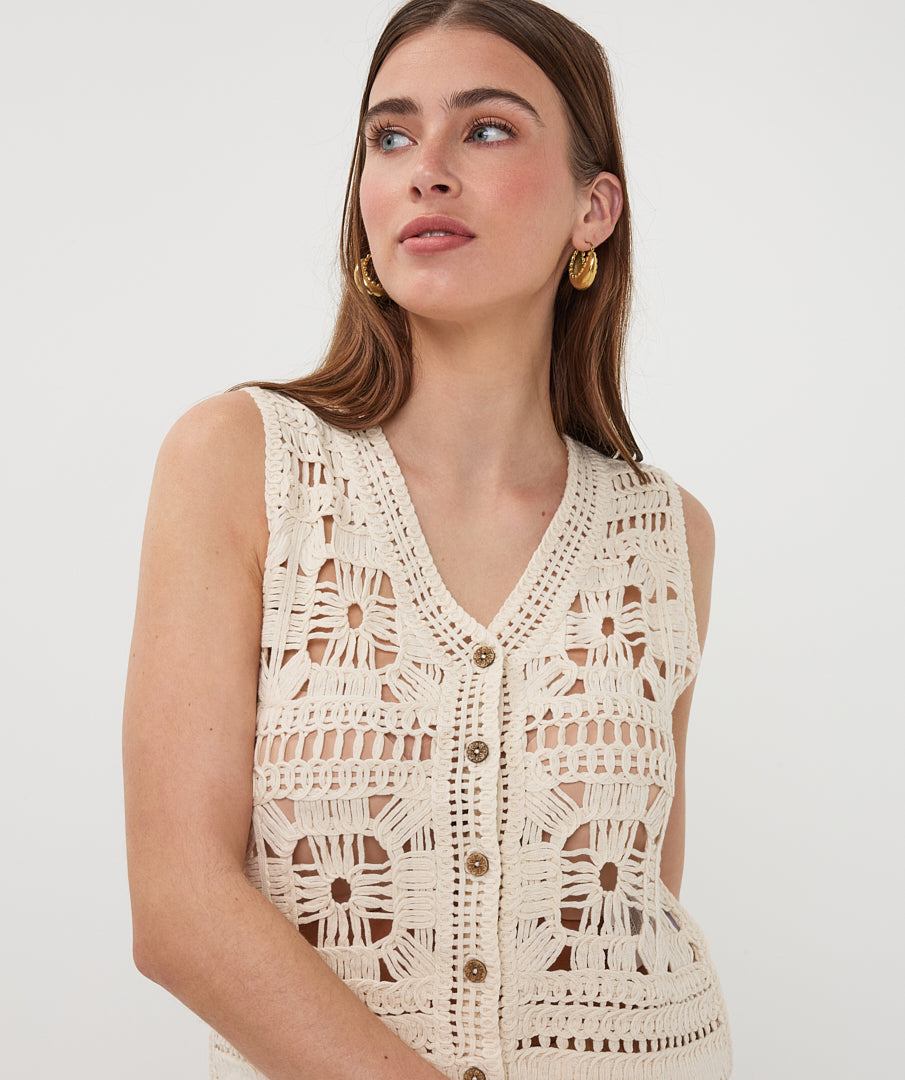 Crochet Style Vest by EsQualo Knits & Sweaters EsQualo
